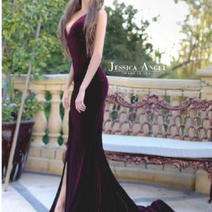 Jessica Angel burgundy dress